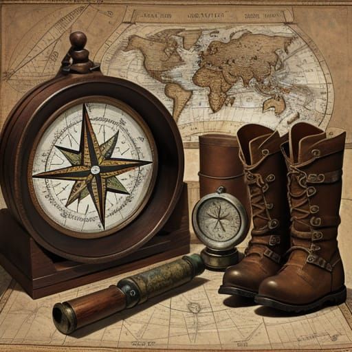 Explorers' Gear in a Mysterious Landscape