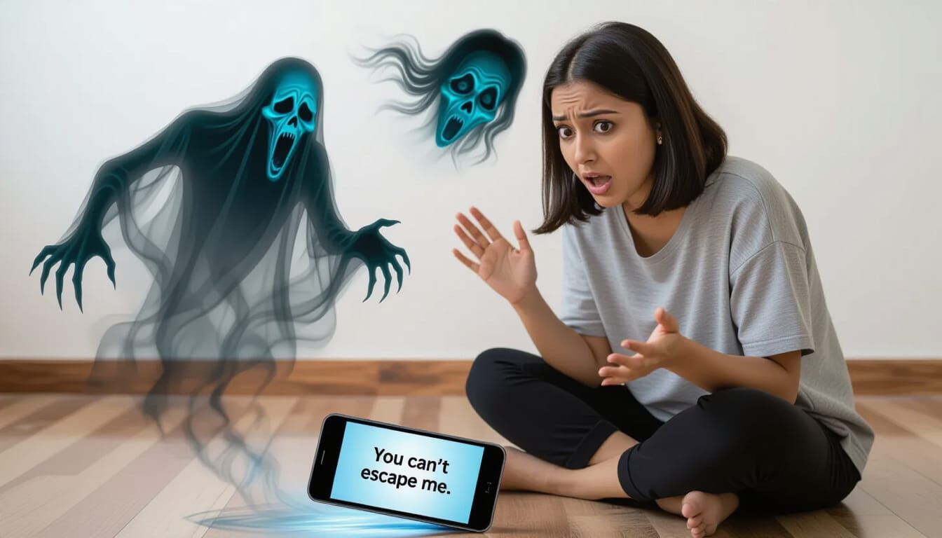 Terrified Woman's Phone Slips as Ghost Appears