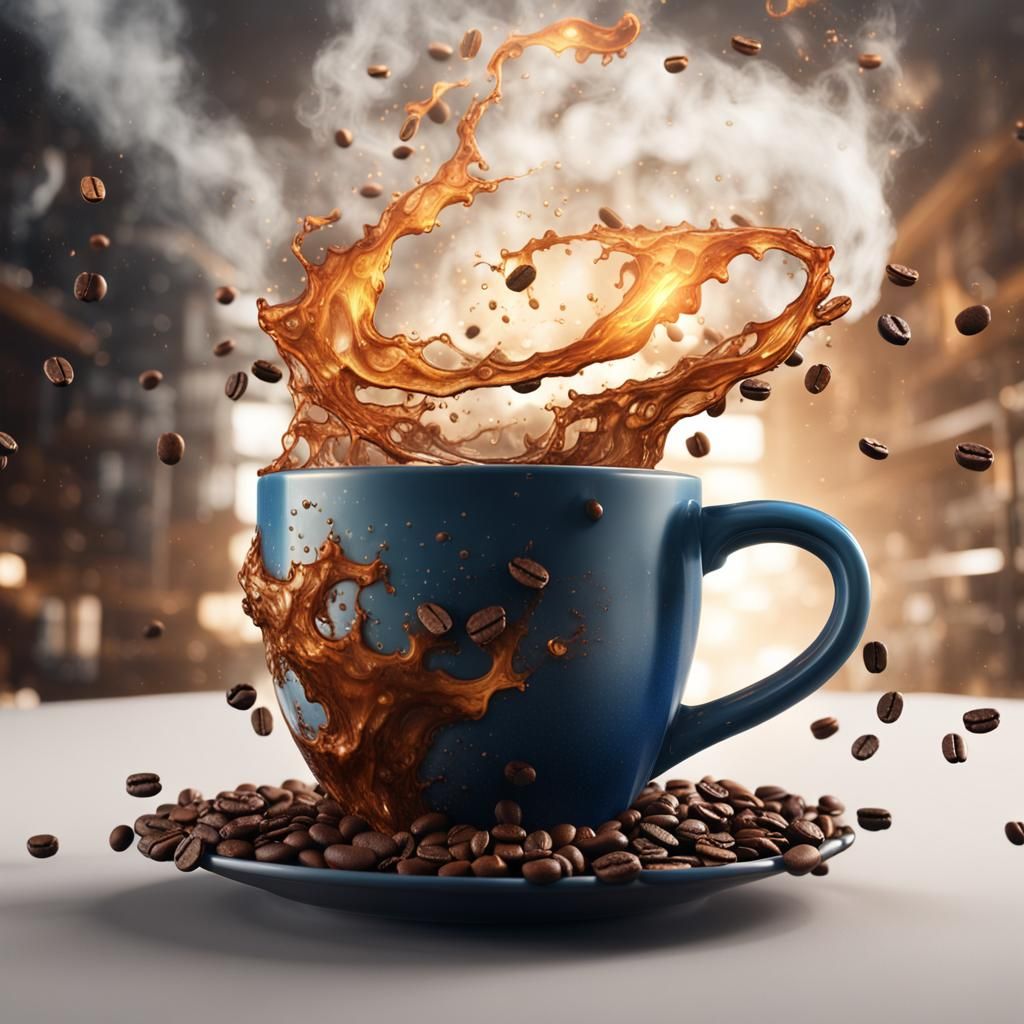 Steaming Coffee Cup Fantasy Concept Art