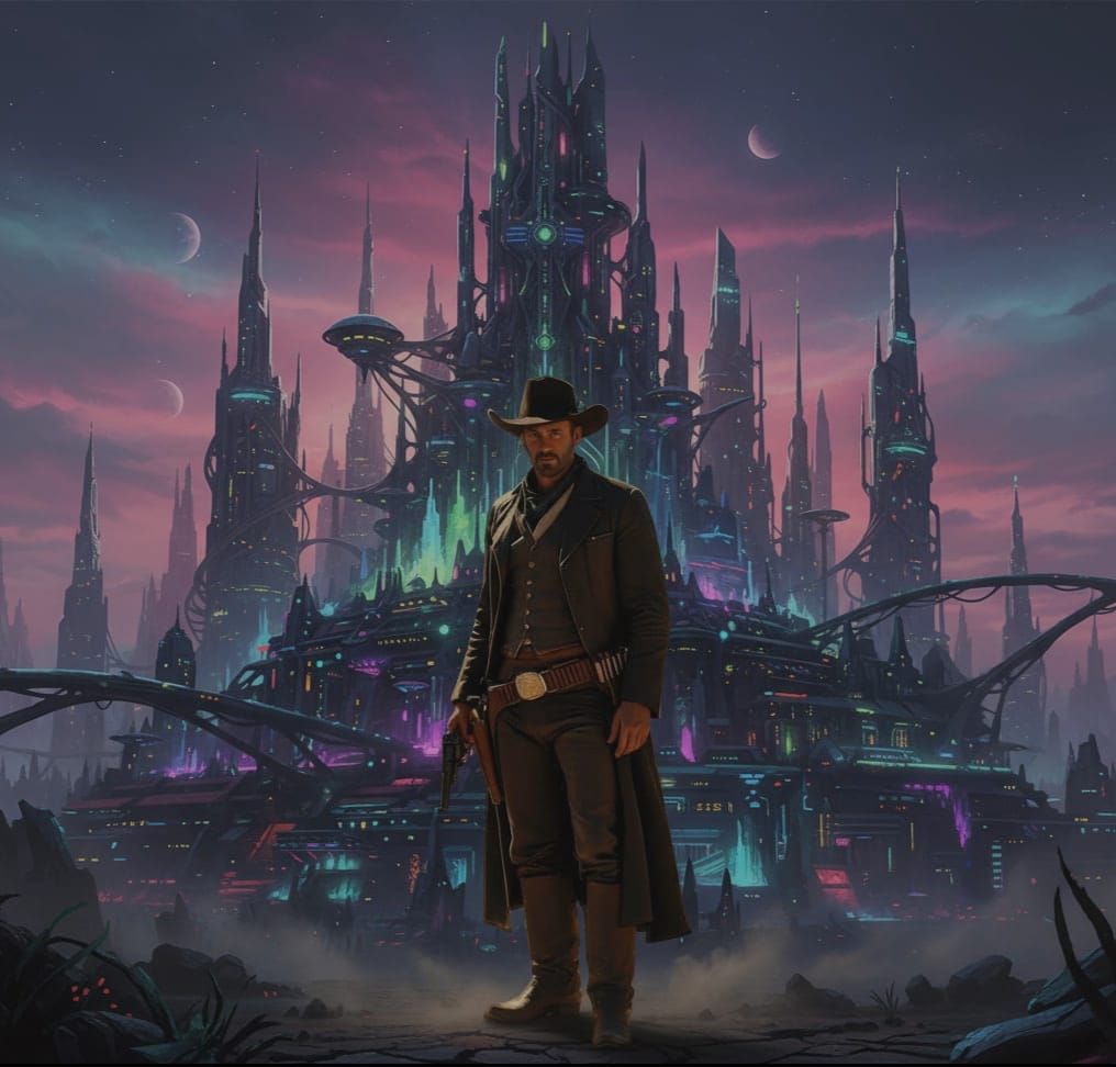 Wild West Gunslinger in Cinematic Western Style