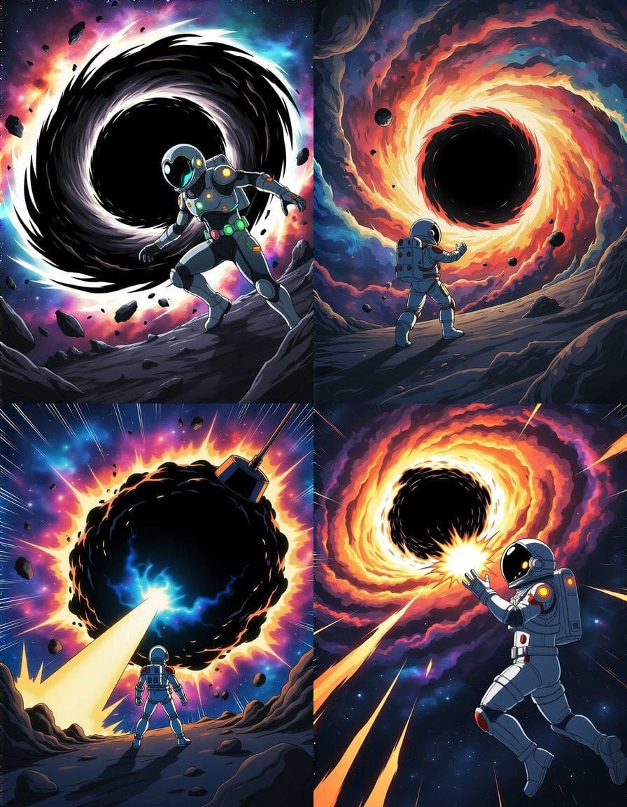 Spaceman Anime Style Black Hole Bomb