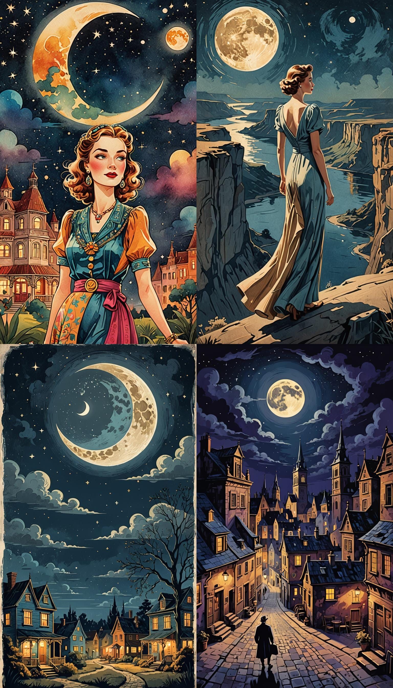 Bohemian Night: Retro Illustration in 1940s Style
