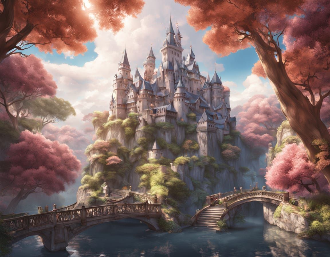 Majestic Parchment Castle in Pop-Up Book Style