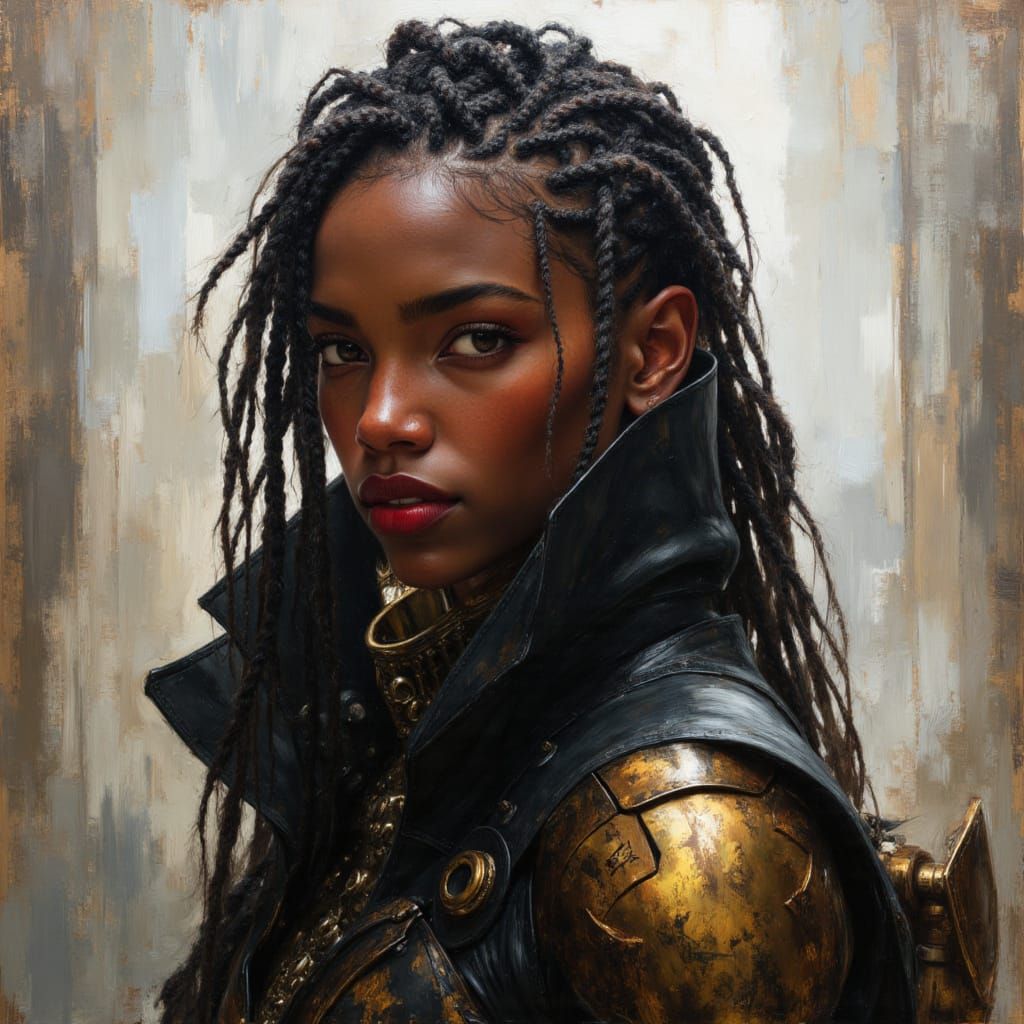 Futuristic African Goddess in Cyberpunk City