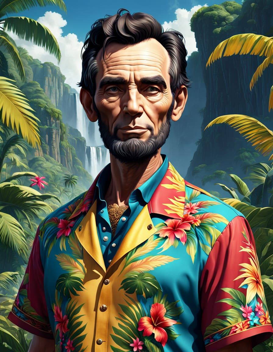 Abraham Lincoln in the 21st century, dressed in an open coll...