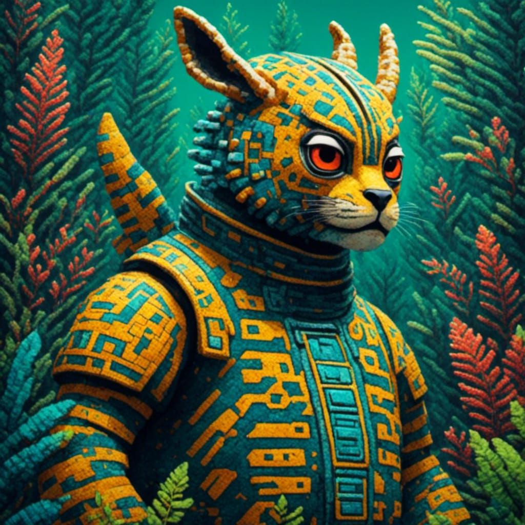 Abstract Figures in Dubuffet and Coffee Pixel Style