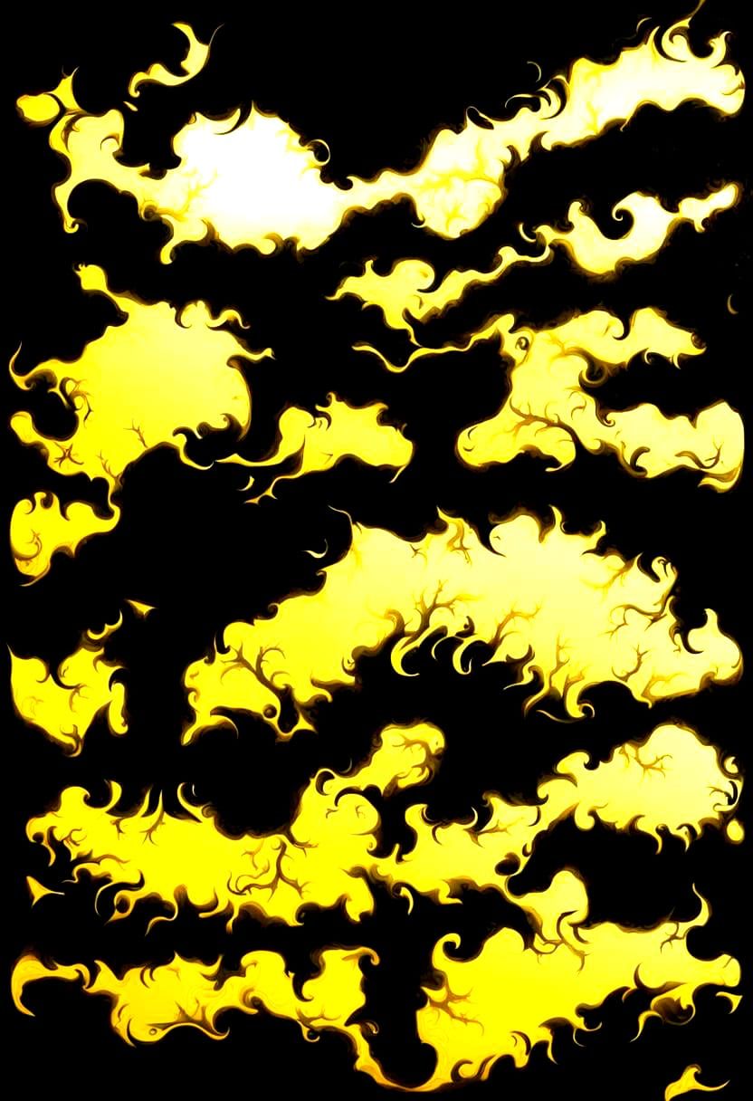 Thorny Shapes in Arabesque Style on Yellow