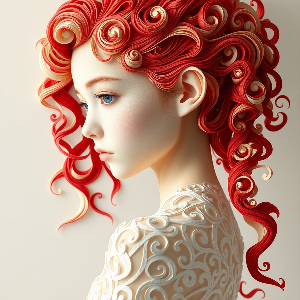 Ethereal Portrait in Intricate Paper Layers