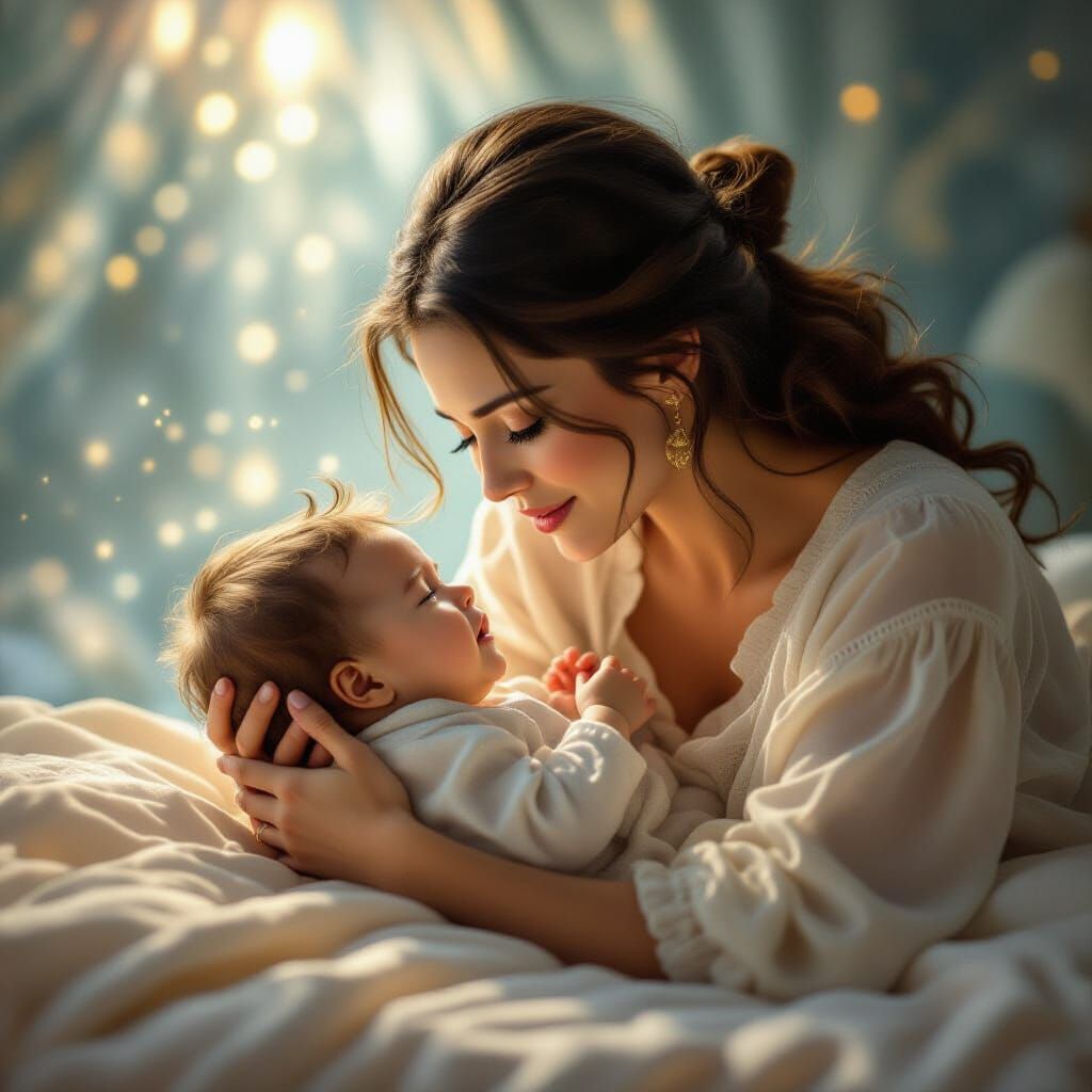 Parent Soothes Baby with Ethereal Magical Glow