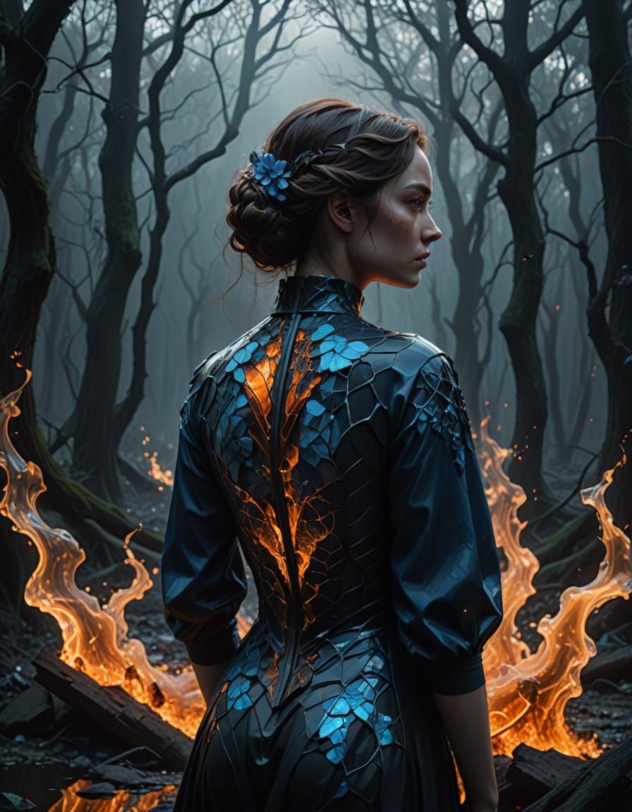 Gloomy Magma Goddess in a Black and Blue World