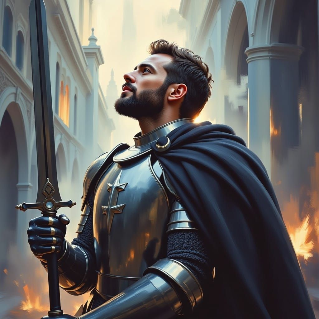 Knight Seeks Guidance From Heaven Above