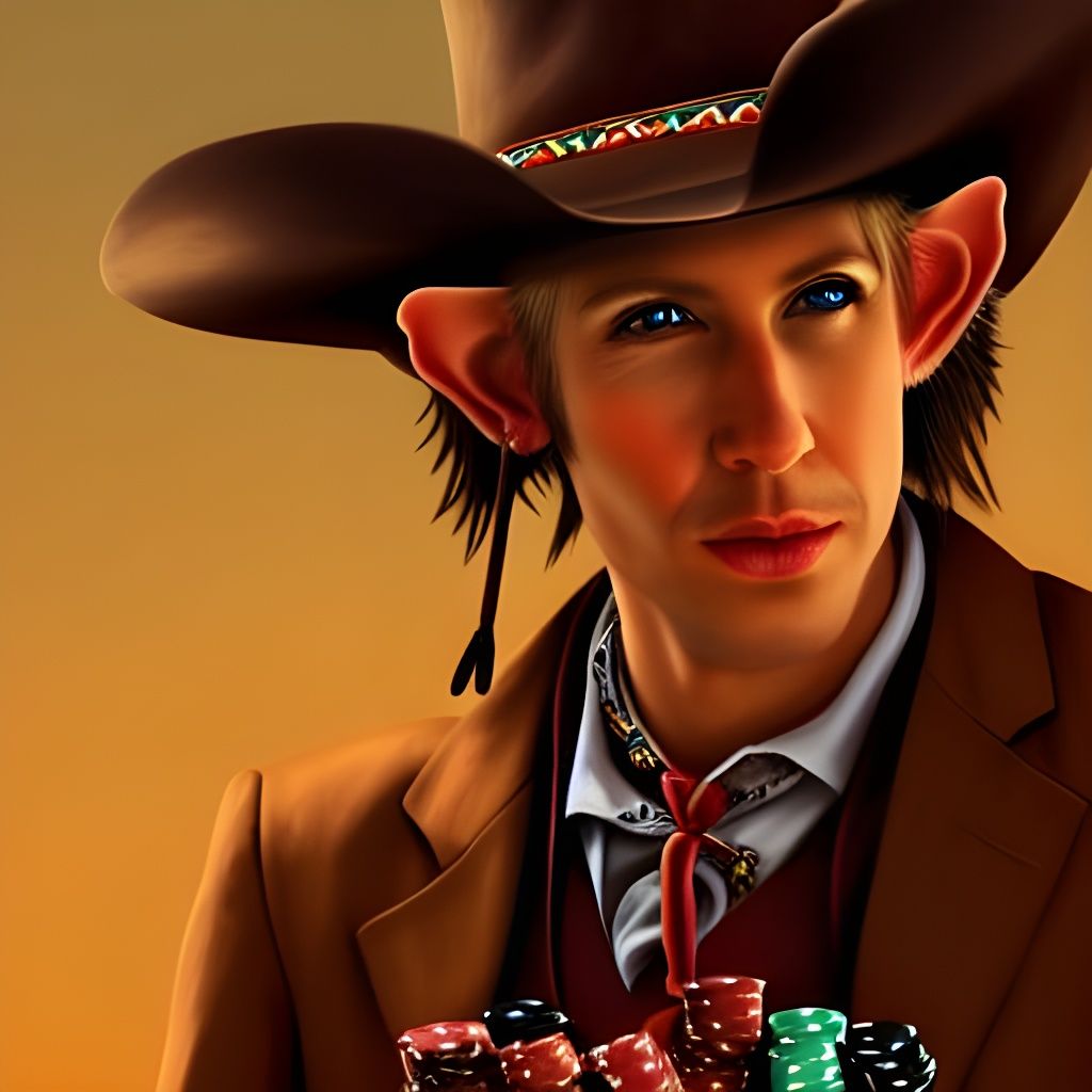 Wild West Elf Playing Poker in Photorealistic Style