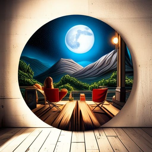 Cozy Night Cafe with Mountain View