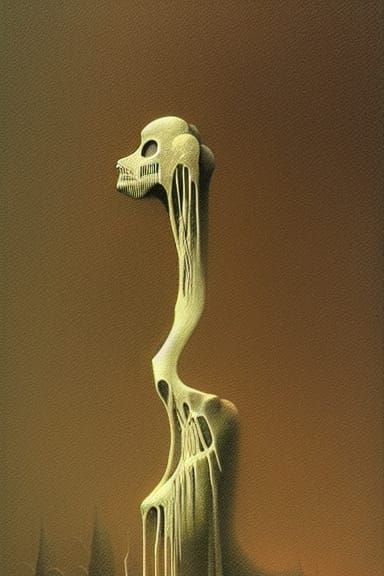 Ornate Portrait of Elegant Woman with Elongated Neck