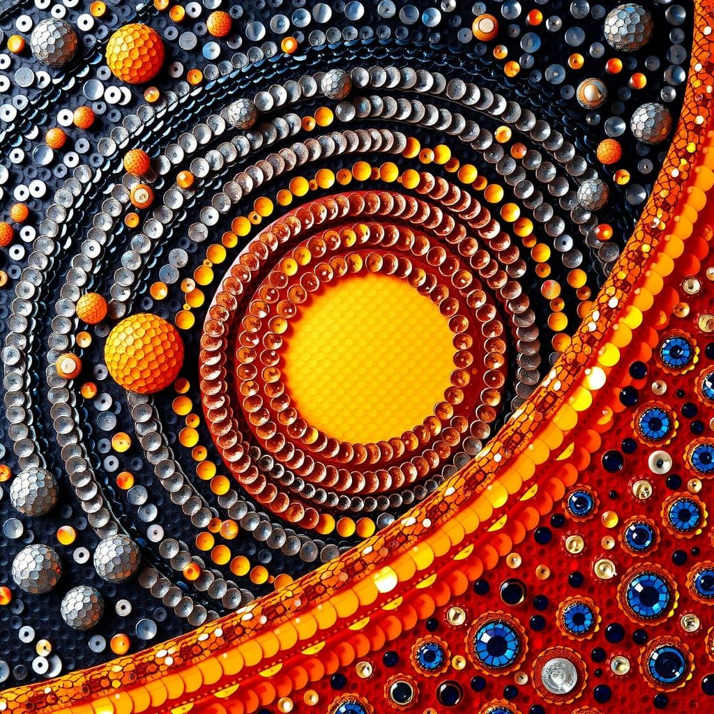 Whimsical Sequin Cosmos in Futuristic Style