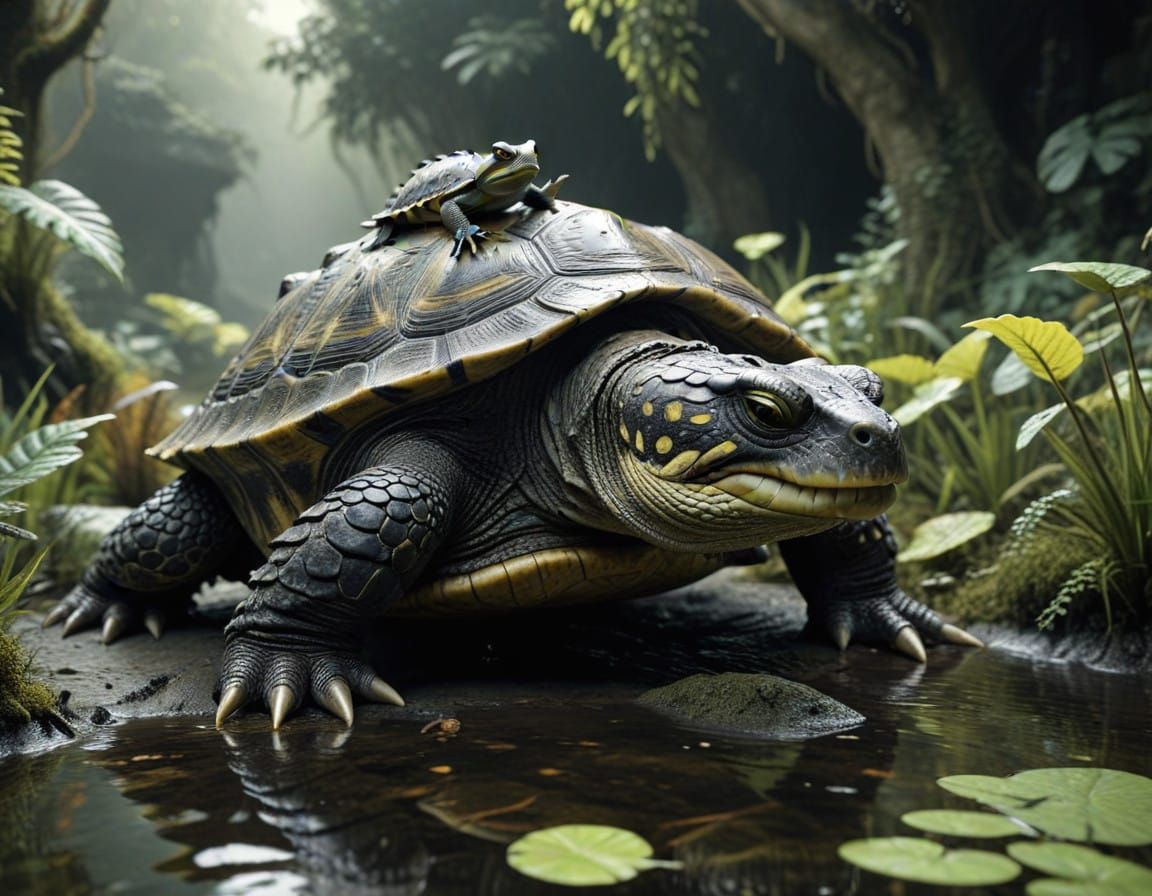 Fantastical Amphibian Hybrid in Vivid Matte Painting