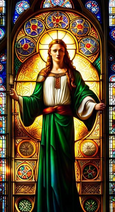 Hyperrealistic Stained-Glass Celtic Masterpiece