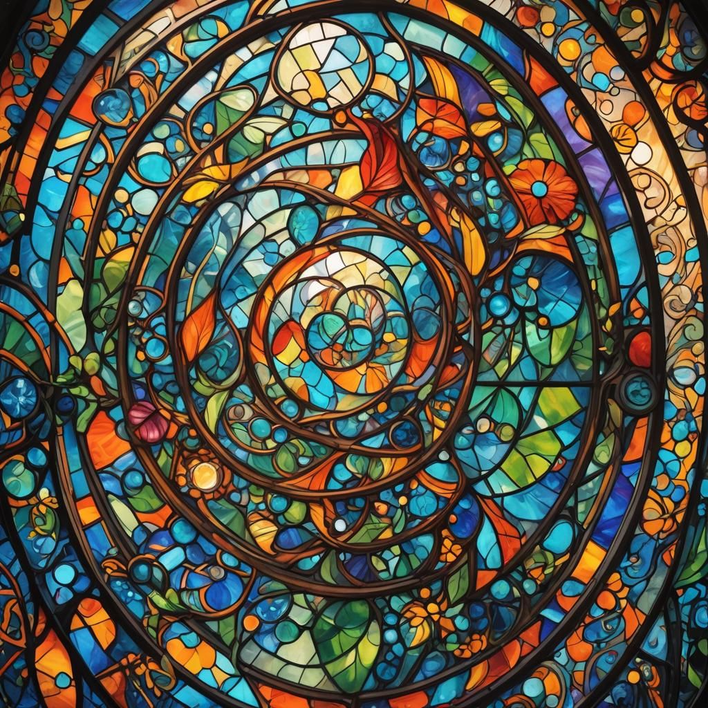 Colorful Stained Glass Life Cycle in Graffiti Art