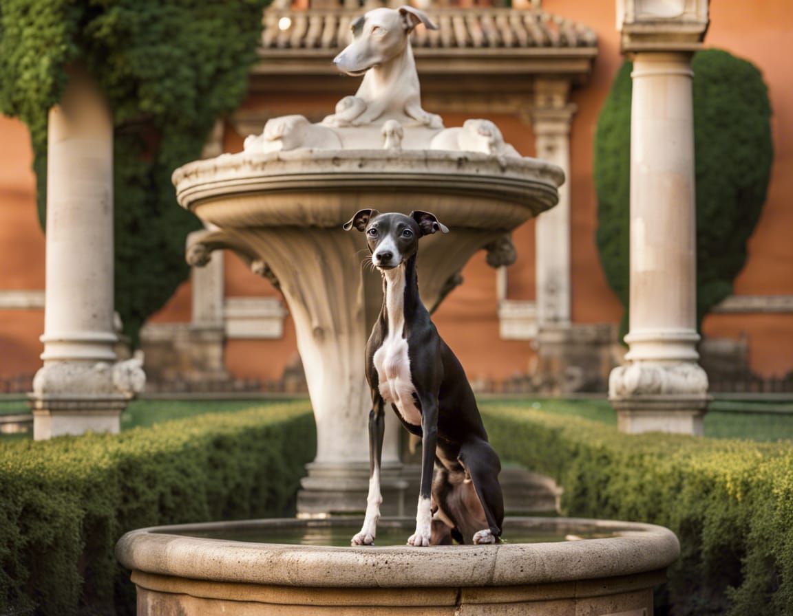 Italian Greyhound in Rome, Cinematic Digital Art