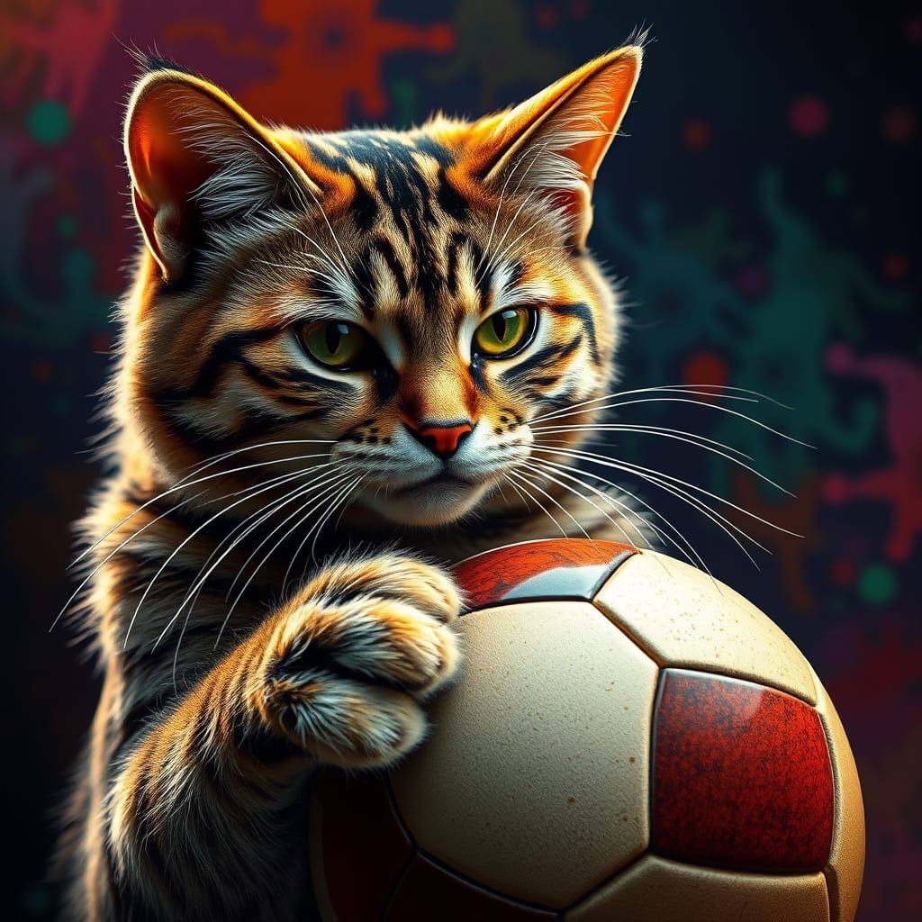 Hyperrealistic Feline Soccer Enthusiast