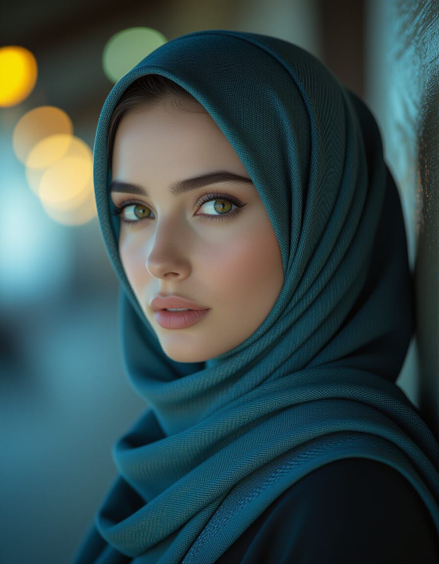 Woman in Hijab with Cinematic Lighting