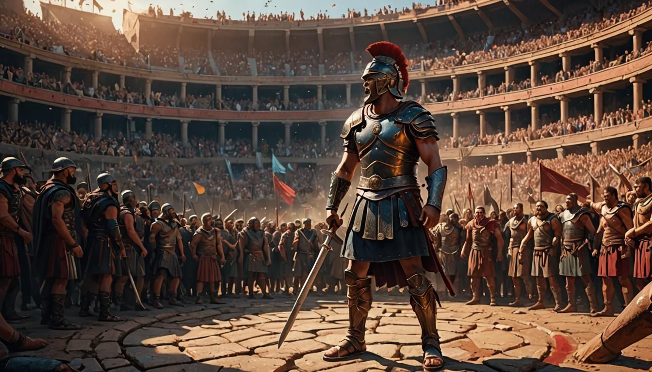 Victorious Gladiator in Roman Arena: Hyperrealistic Concept ...