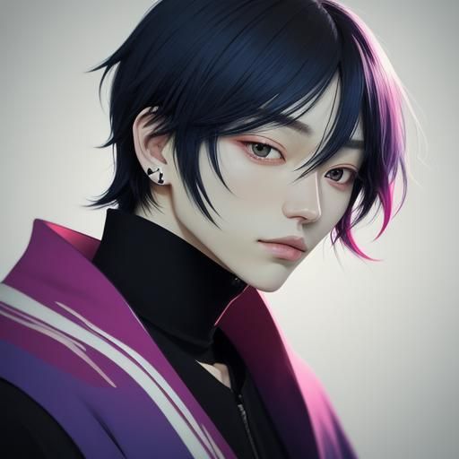 Beautiful Boy Portrait in Anime Style