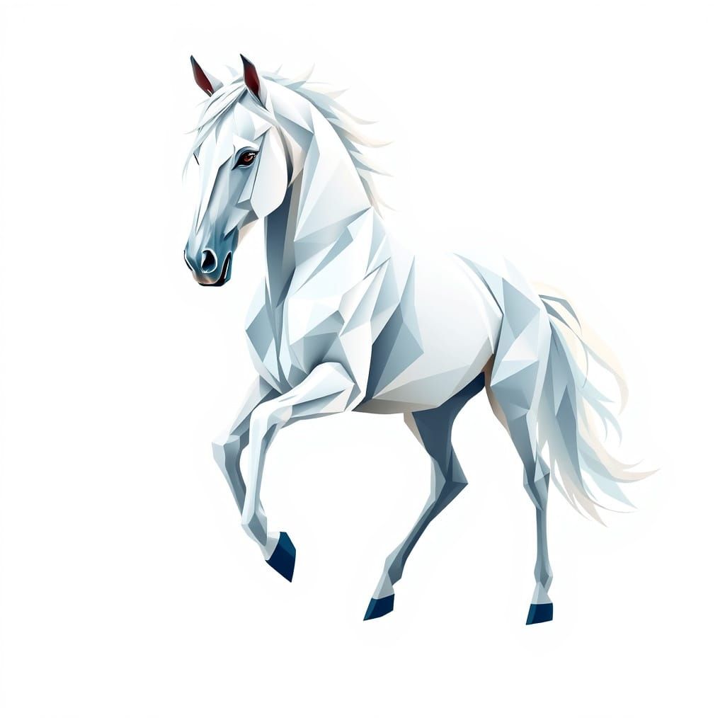 Elegant Neo-Cubist White Horse in Maximalist Style