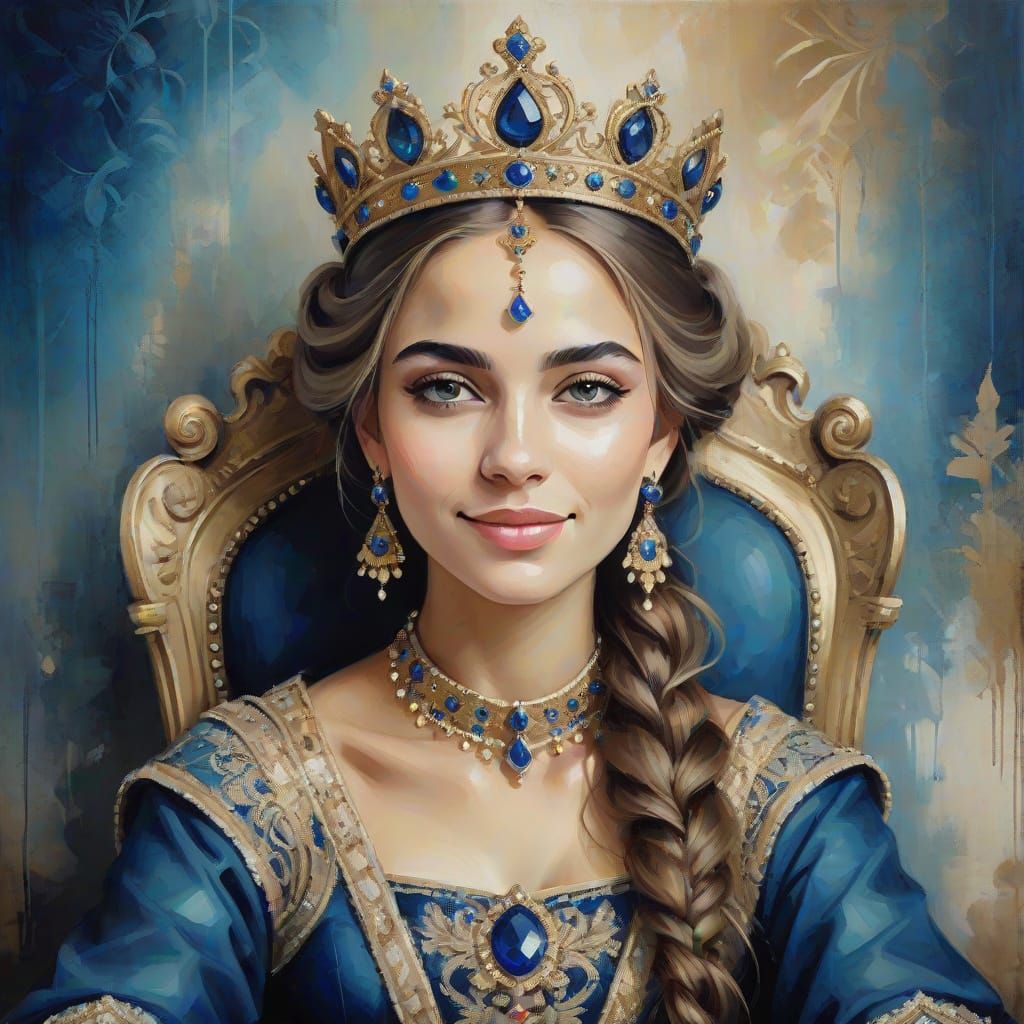 Regal Princess in Whimsical Oil Painting