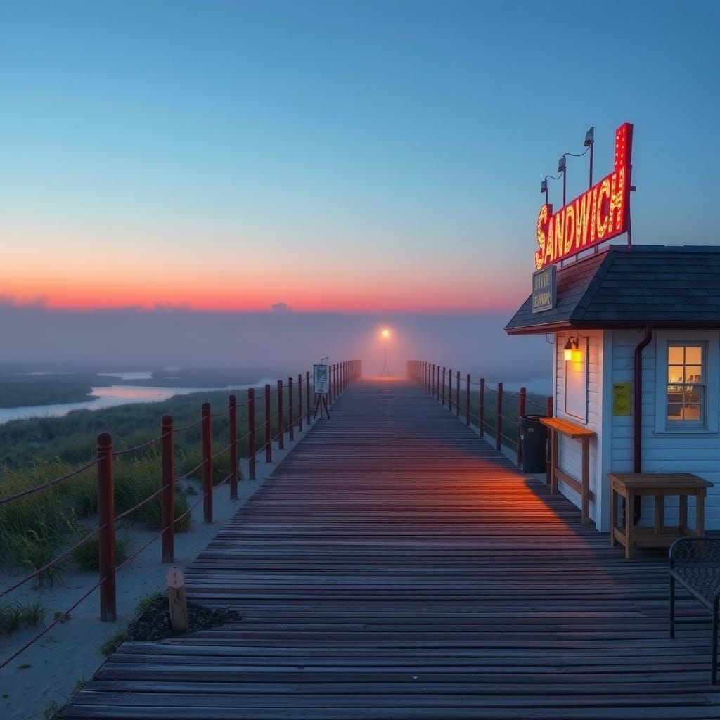 Boardwalk at Dawn: Poster Art and Cinematic Realism