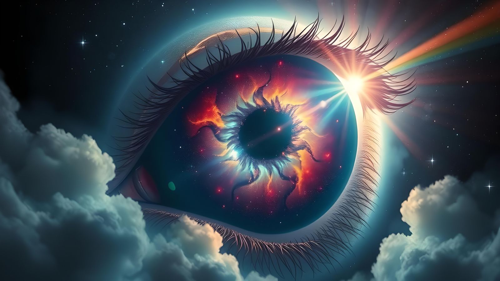 Cosmic Eye Nebula in a Fantasy Landscape