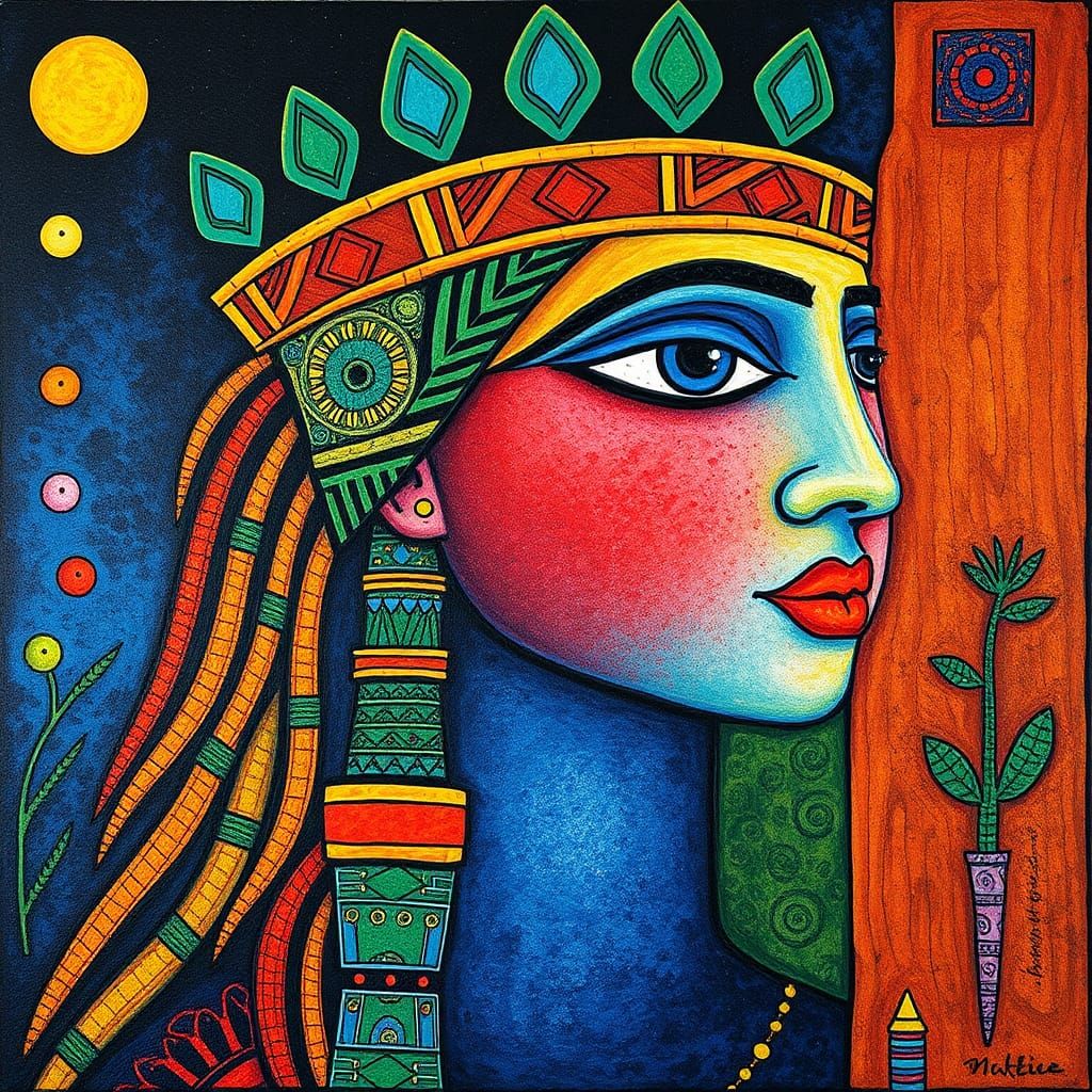 Goddesses Portrait in Hundertwasser Style
