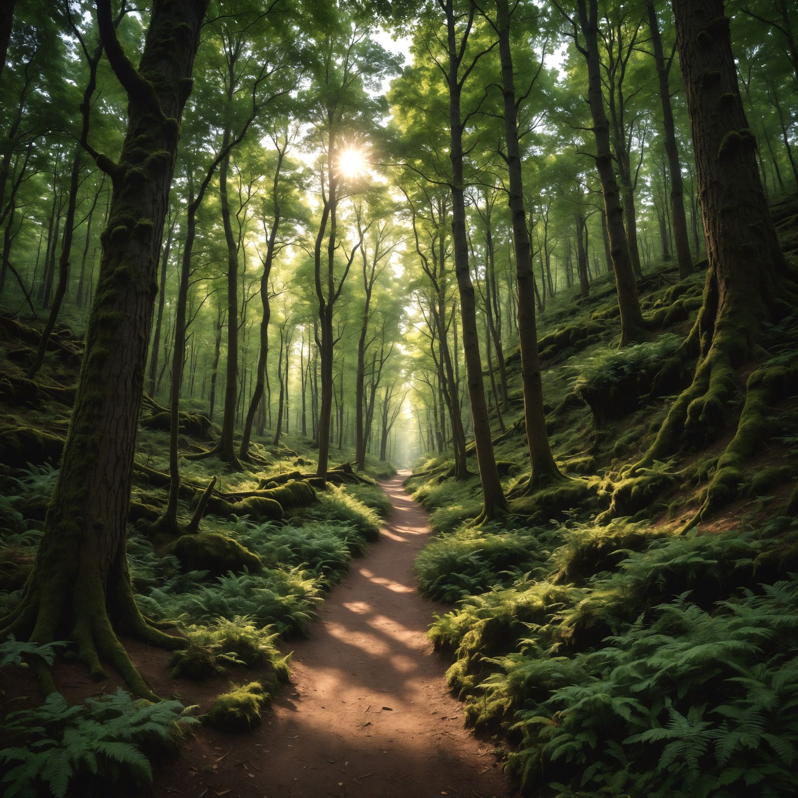 Hyperrealistic Forest Path in Cinematic HDR