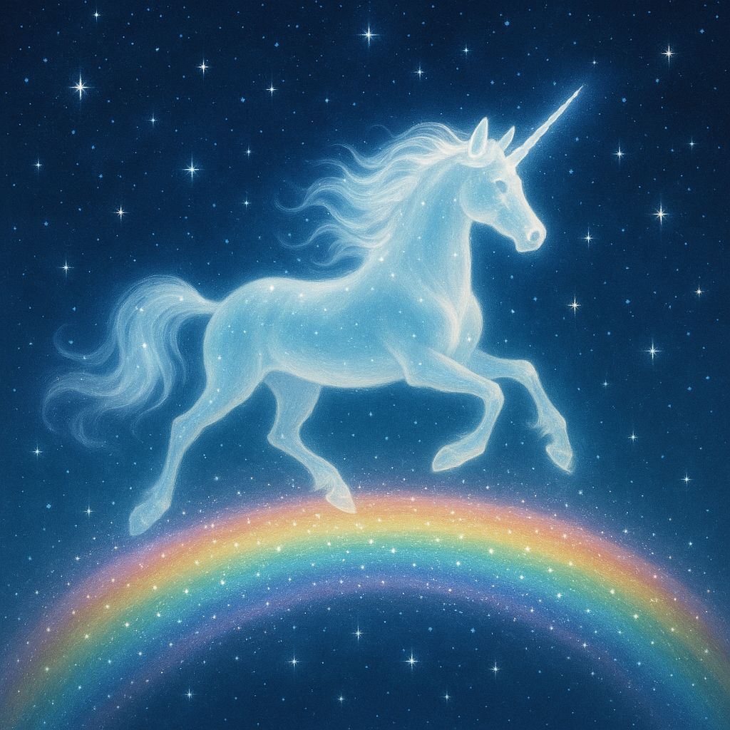 Enchanted Unicorn in a Vibrant Rainbow Landscape