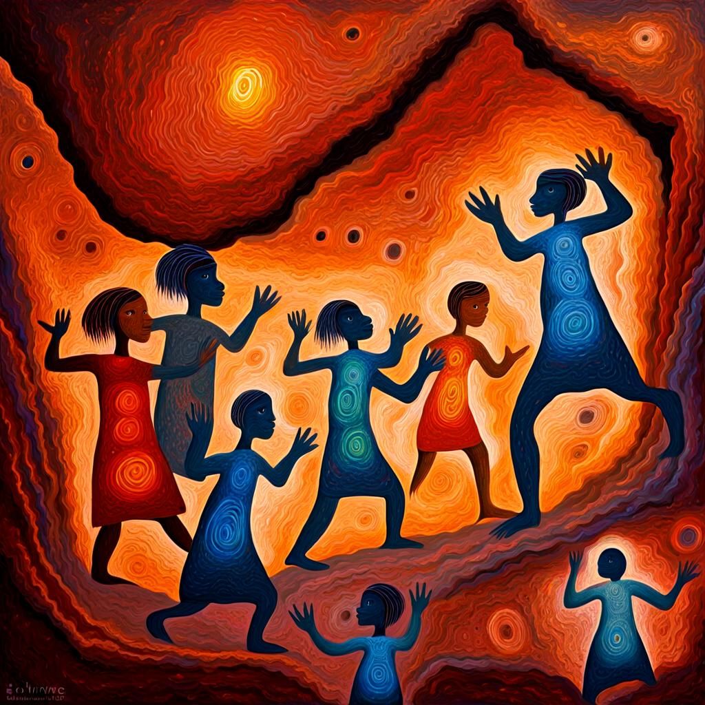 Aboriginal Cave Drawings Come to Life as Impasto Painting