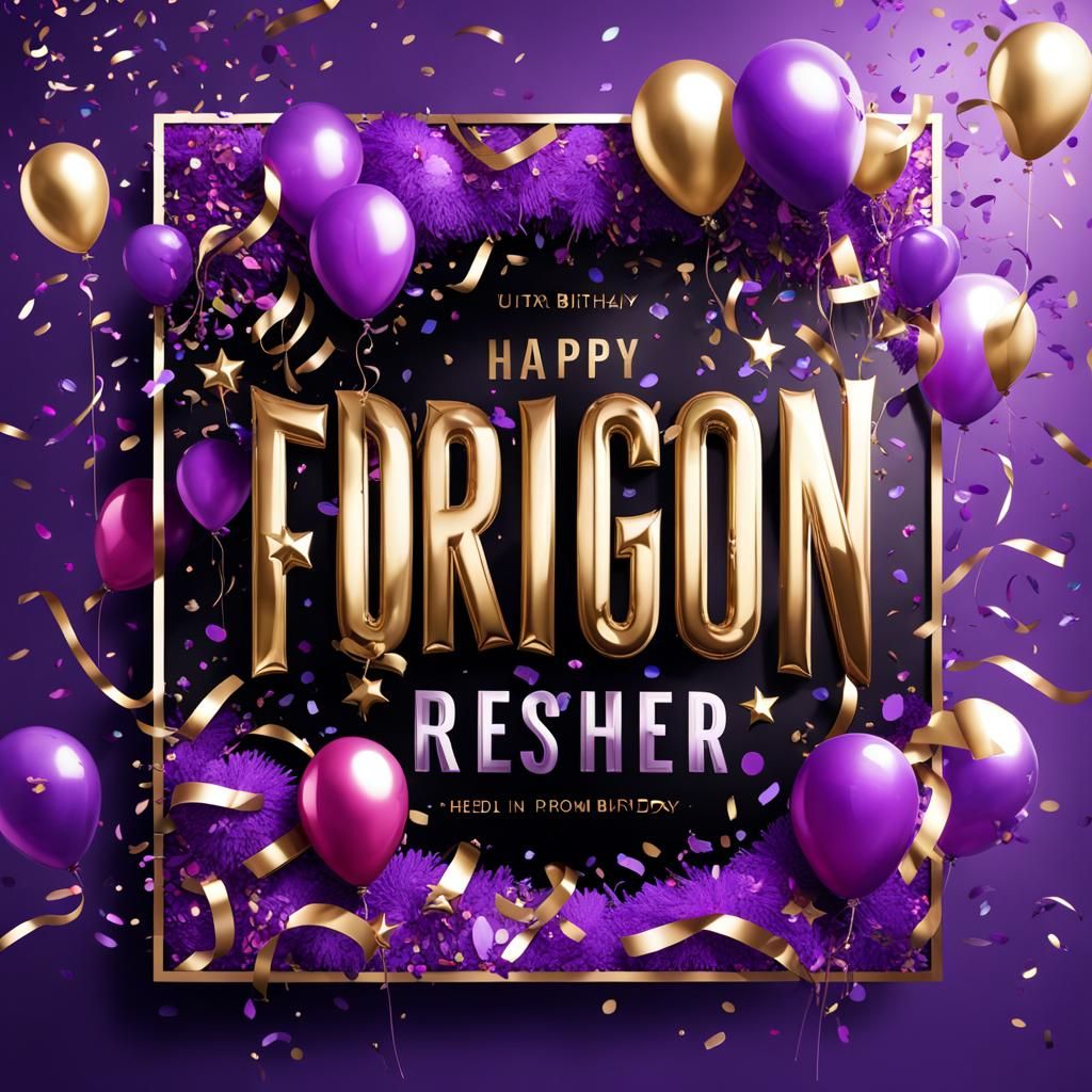 Elegant Birthday Poster with Typography in Art Nouveau Style