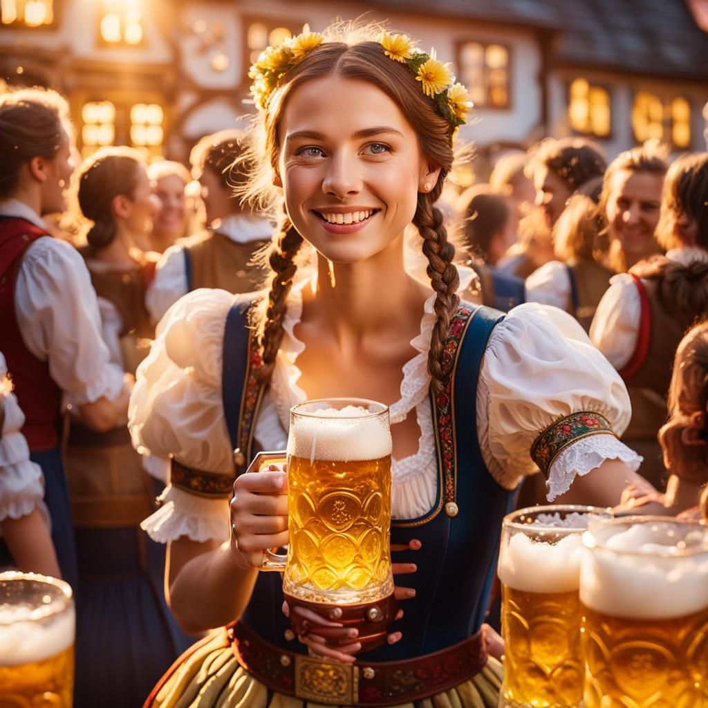Oktoberfest Scene in Whimsical Fairytale Style