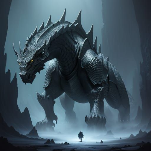 Epic Fantasy Dragon Battle in Crystal Cavern