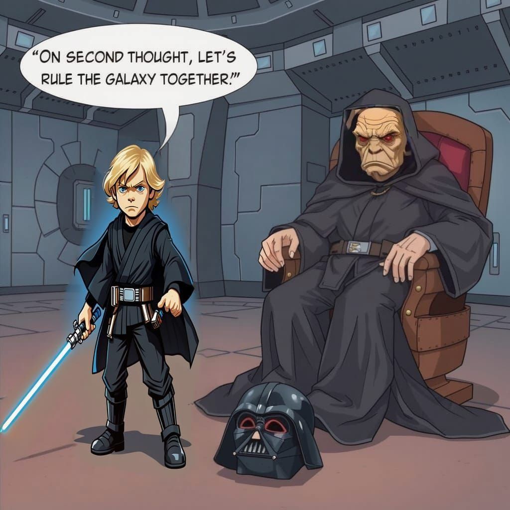 Cartoon Comic Style Figure in Black Robes