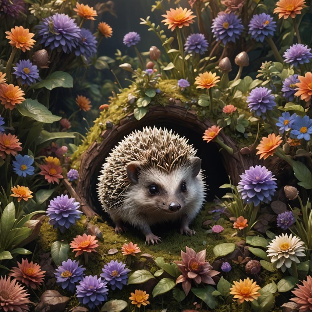 Adorable Baby Hedgehog Fantasy Concept Art