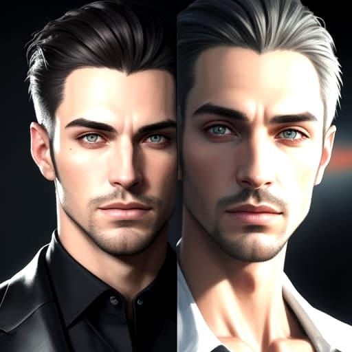 Dual Portraits of a Handsome Young Man