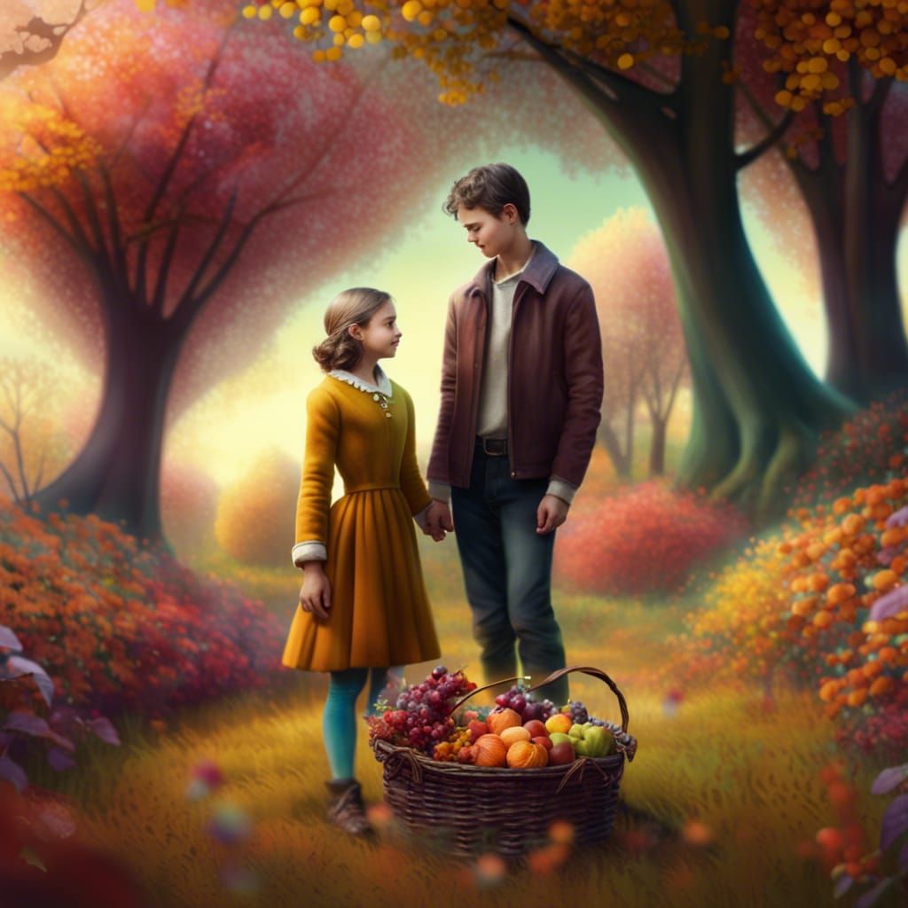 Autumn Boy and Spring Girl Fantasy Art