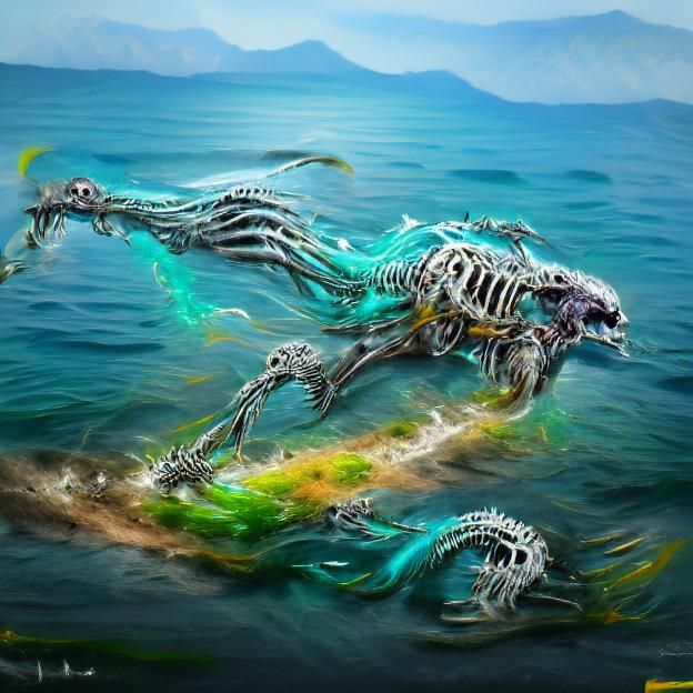 Detailed Skeletal Sea Monster Concept Art