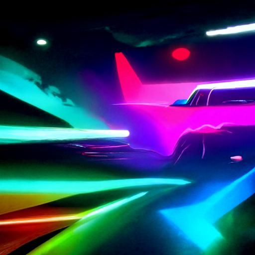 Psychedelic Neon Color Flow in Synthwave Style