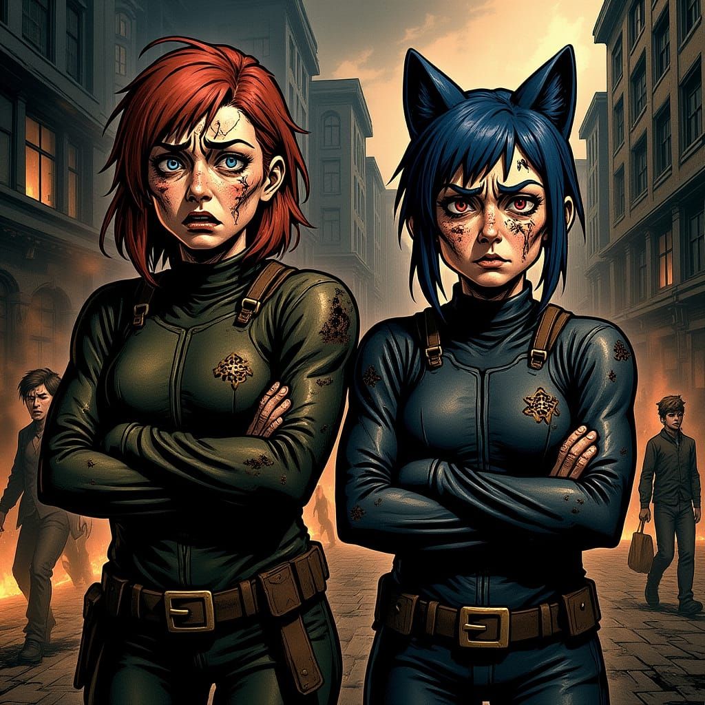 Ladybug and Cat Noir: Battle Aftermath in Comic Style