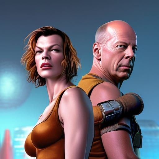 Milla Jovovich and Bruce Willis: Fifth Element Scene