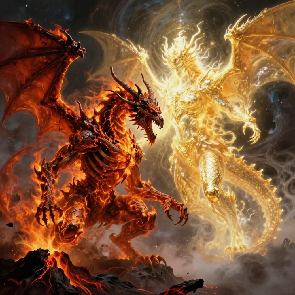 Hellfire Dragon Battles Divine Light Dragon in Epic Fantasy ...