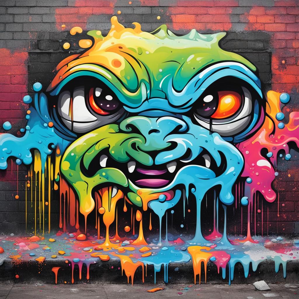 Colorful Graffiti Art with Splash and Street Art Elements