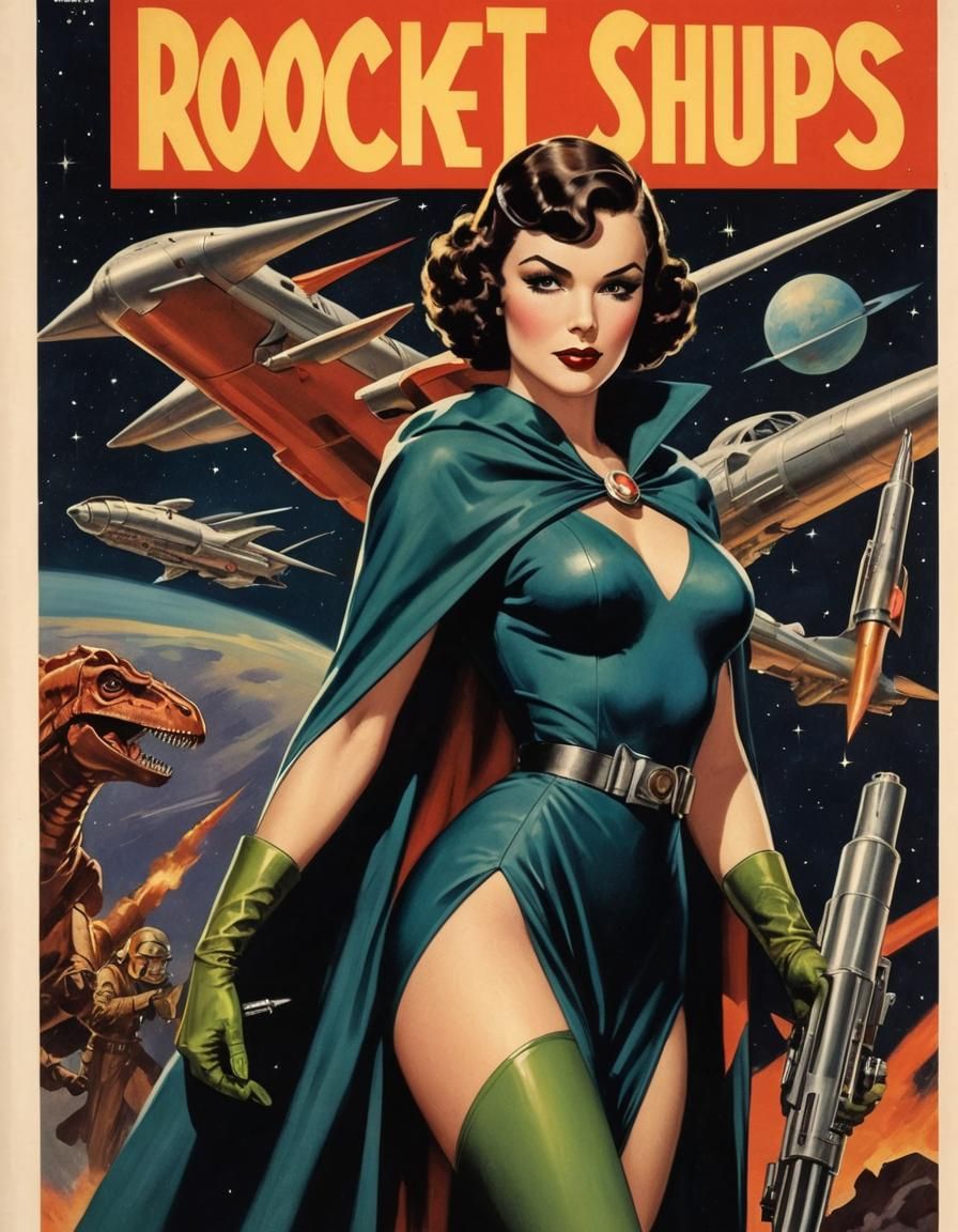 Retro Sci-Fi Pinup Pulp Magazine Cover