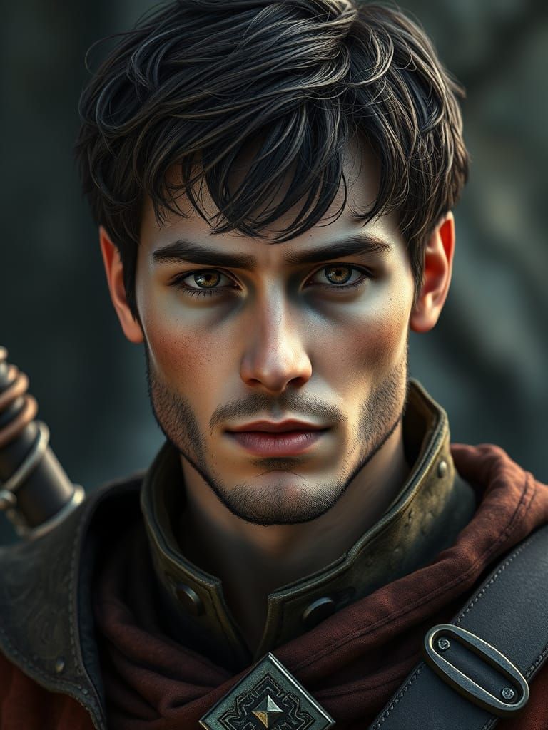 Charming Medieval Warrior in Fantastical Setting